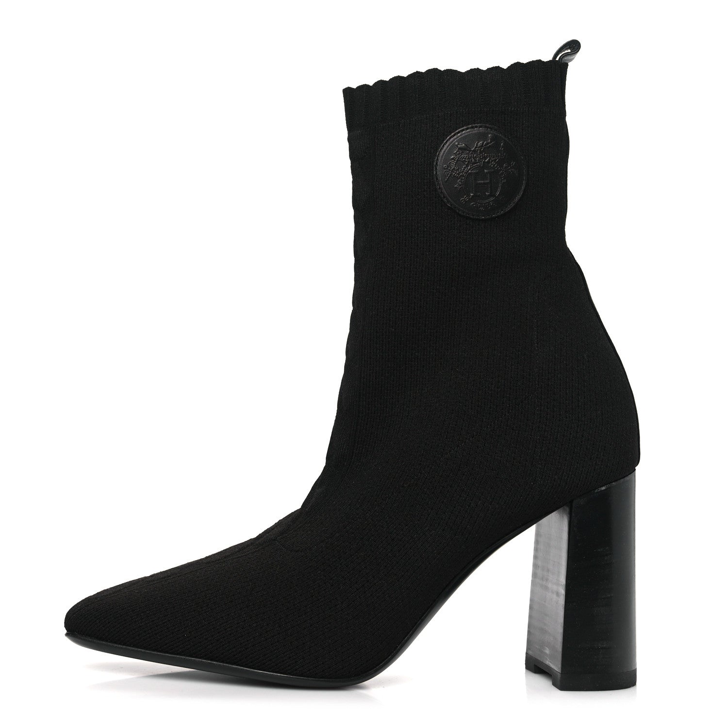 Hermes Knit Calfskin Volver 90 Ankle Boots 41 Black 1 of 6