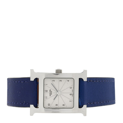 Hermes Stainless Steel Swift 21mm Heure H Hour Quartz Watch Bleu Navy 2 of 7
