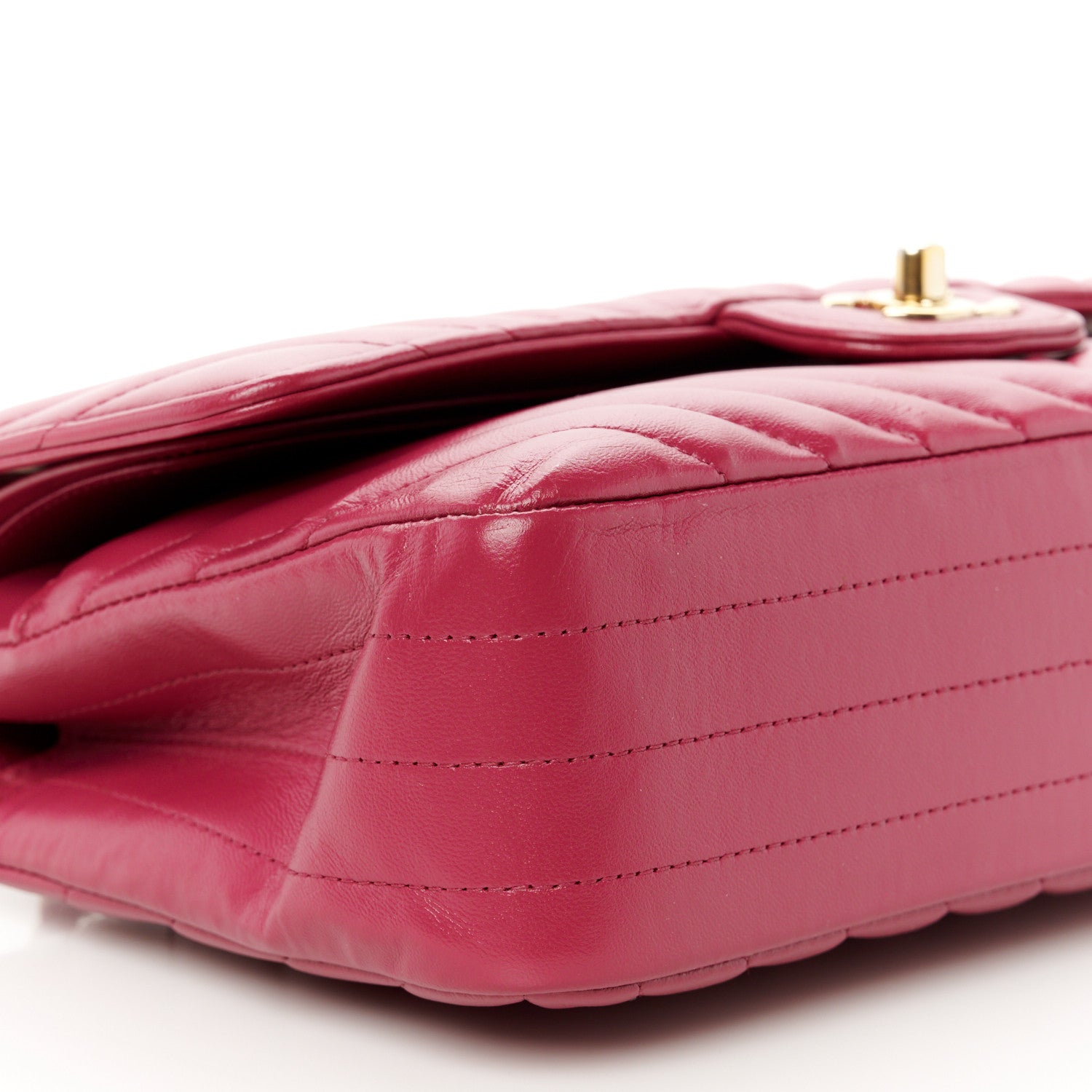 Chanel Lambskin Chevron Quilted Medium Double Flap Dark Pink 10 of 13