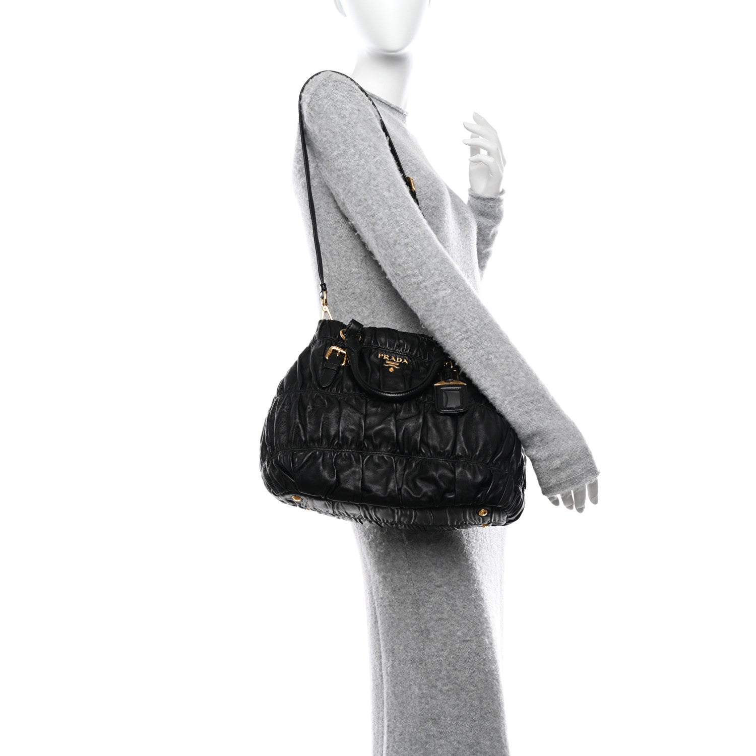 Prada Nappa Gaufre Tote Black 2 of 12
