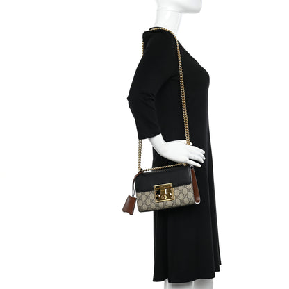 Gucci GG Supreme Monogram Calfskin Small Padlock Shoulder Bag Beige Black Cuir 2 of 14