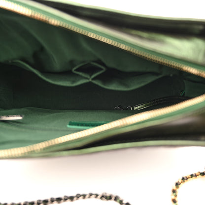 Chanel Metallic Aged Calfskin Chevron Quilted Medium Gabrielle Hobo Green 5 of 13
