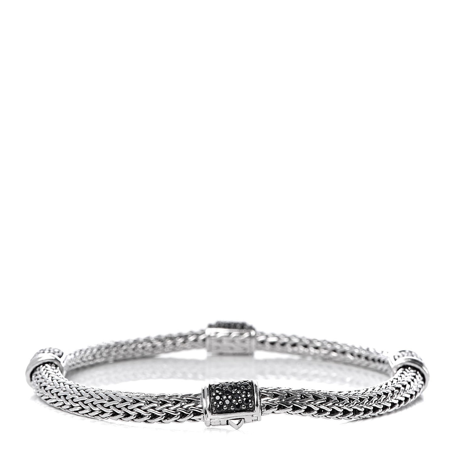 Sterling Silver Black Sapphire 4 Station Classic Chain Bracelet