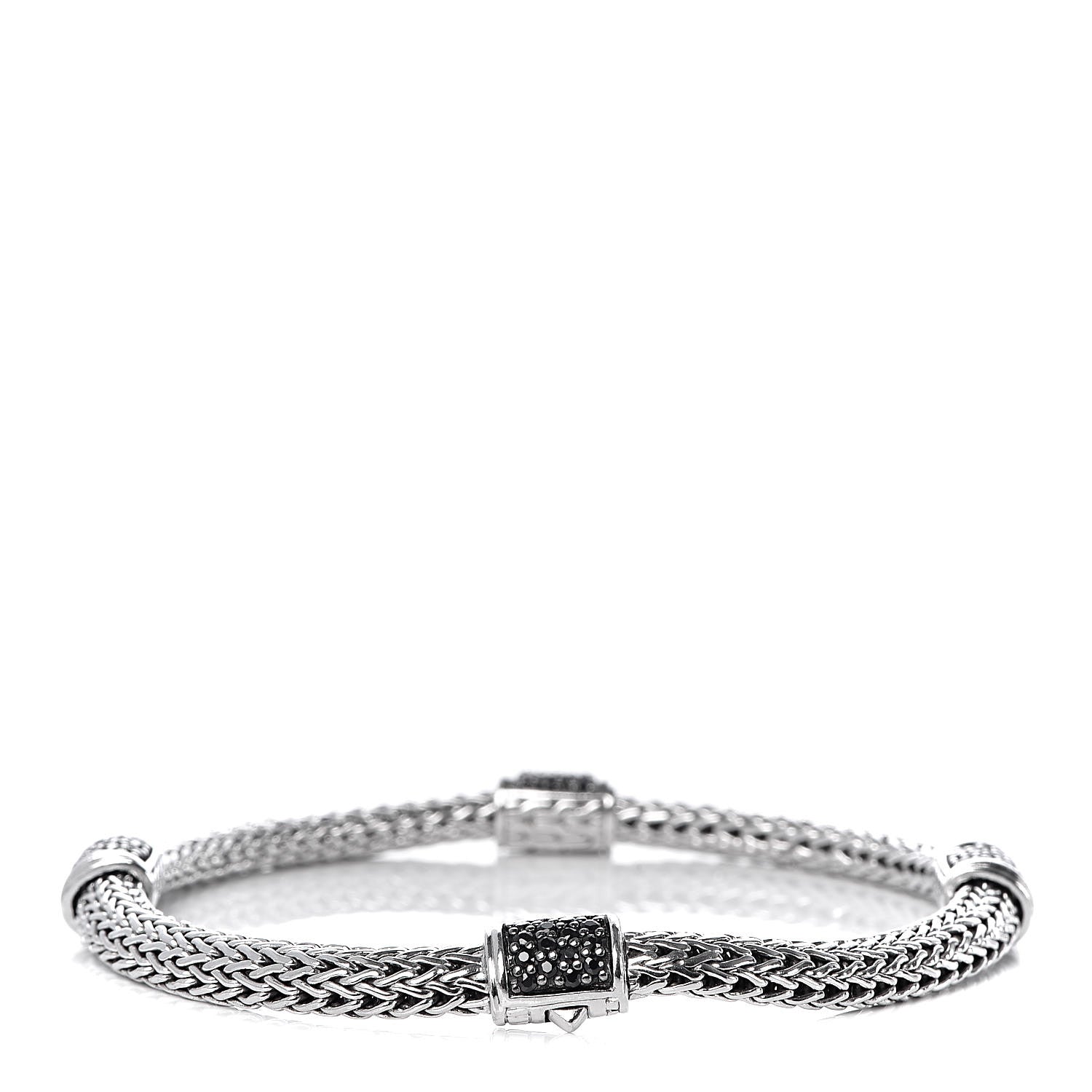 John Hardy Sterling Silver Black Sapphire 4 Station Classic Chain Bracelet 3 of 5