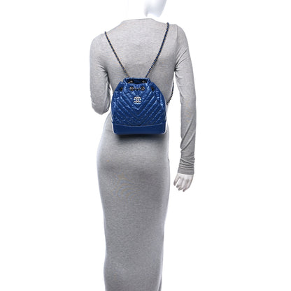 Chanel Aged Calfskin Chevron Quilted Small Gabrielle Backpack Blue 2 of 11