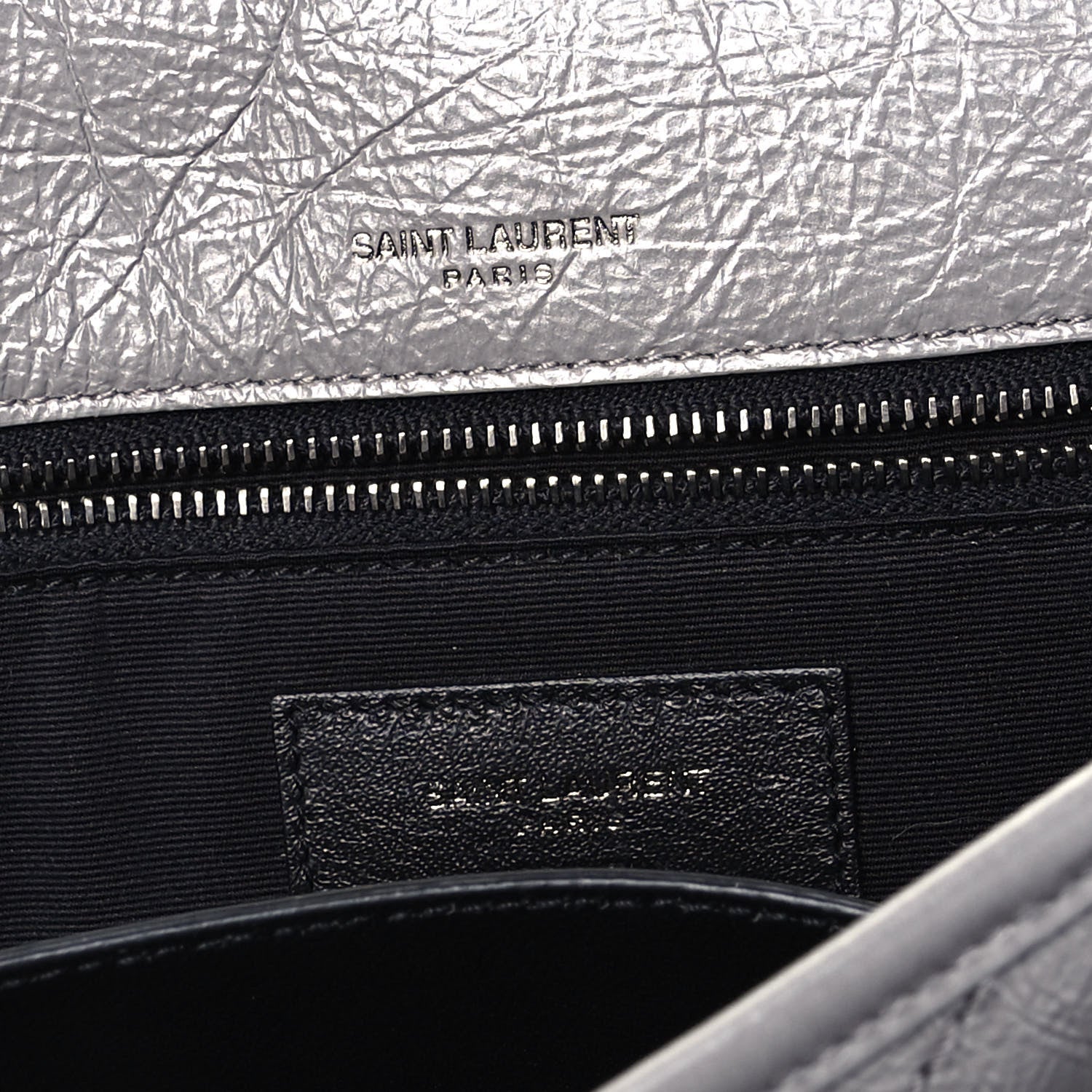 Saint Laurent Crinkled Calfskin Matelasse Monogram Medium Niki Chain Satchel Light Gray 5 of 8