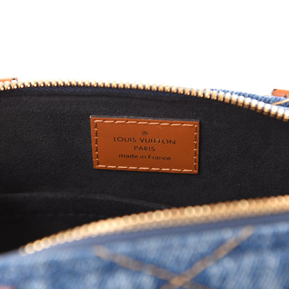 Louis Vuitton Denim Calfskin Reverse Monogram Malletage Alma BB Blue 5 of 9