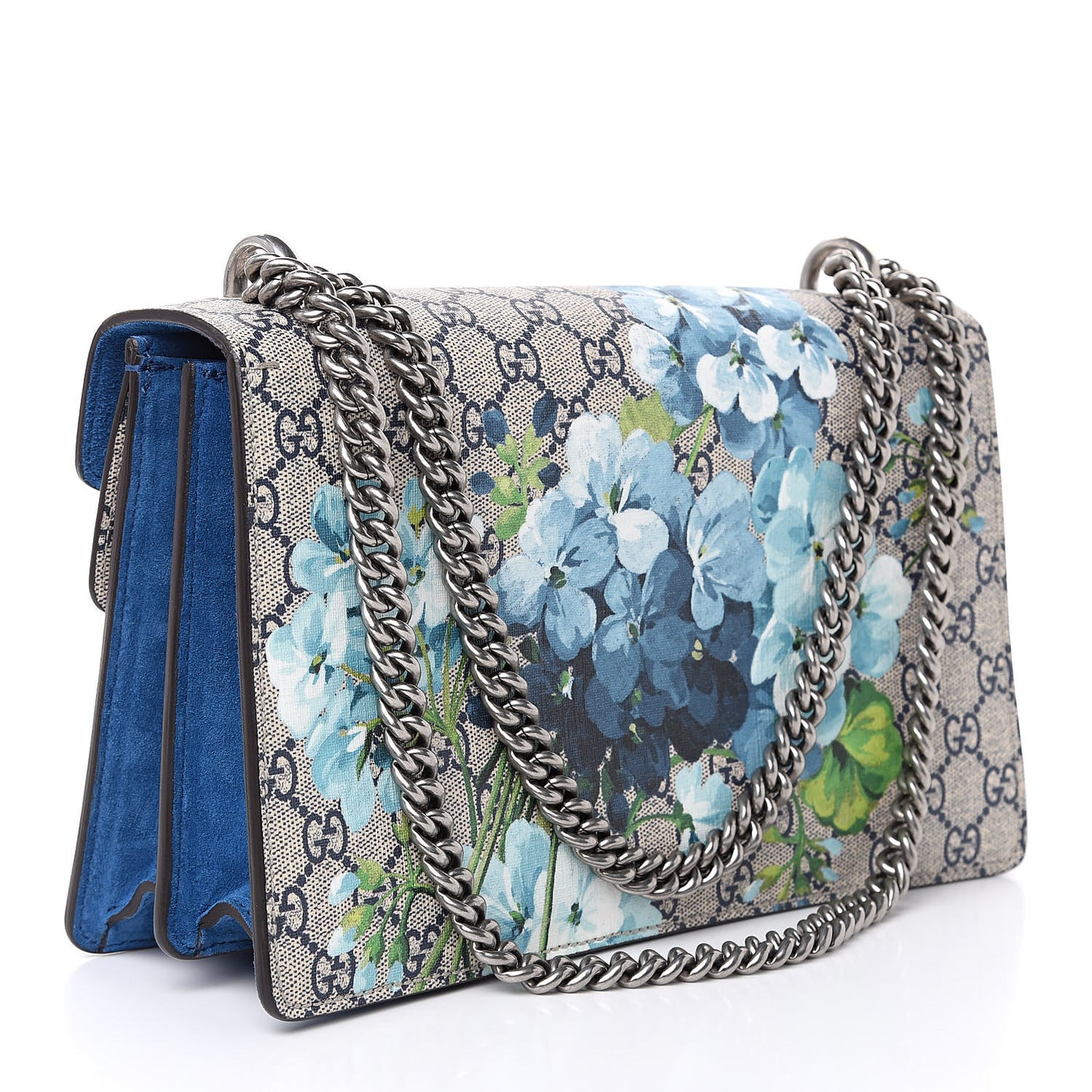 GG Supreme Monogram Blooms Small Dionysus Shoulder Bag Beige Navy Vintage Blue