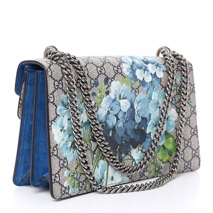 Gucci GG Supreme Monogram Blooms Small Dionysus Shoulder Bag Beige Navy Vintage Blue 3 of 11
