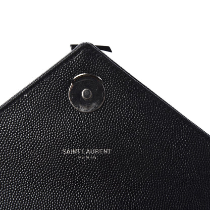Saint Laurent Grain De Poudre Textured Mixed Matelasse Triquilt Medium Monogram Satchel Black 7 of 9
