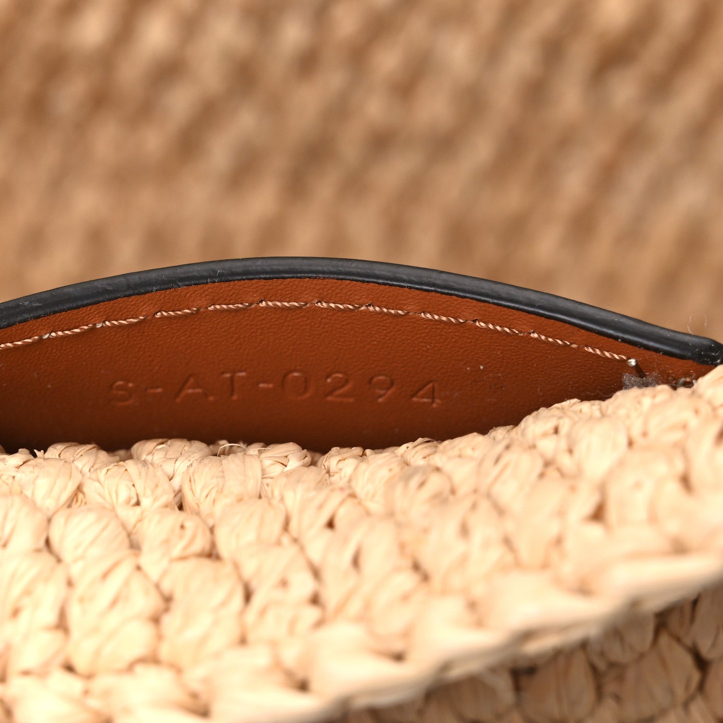 Raffia Calfskin Triomphe Small Cabas Thais Tan