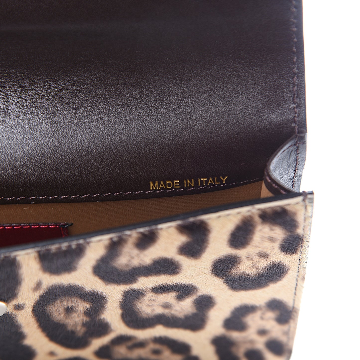 Calf Hair Leopard Print Rockstud Wristlet