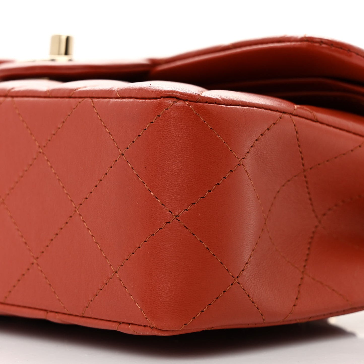 Lambskin Quilted Small Double Flap Brown