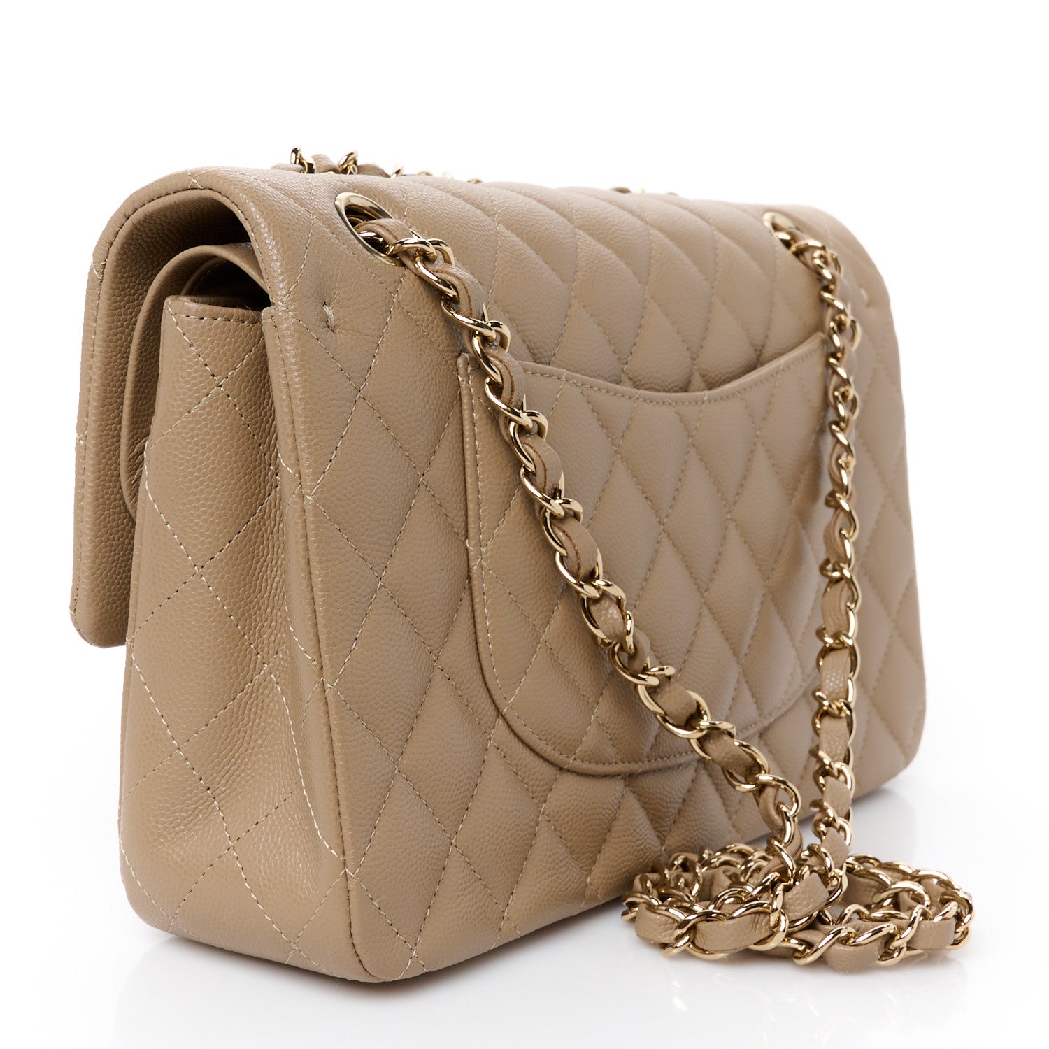 Chanel Caviar Quilted Medium Double Flap Dark Beige 4 of 13