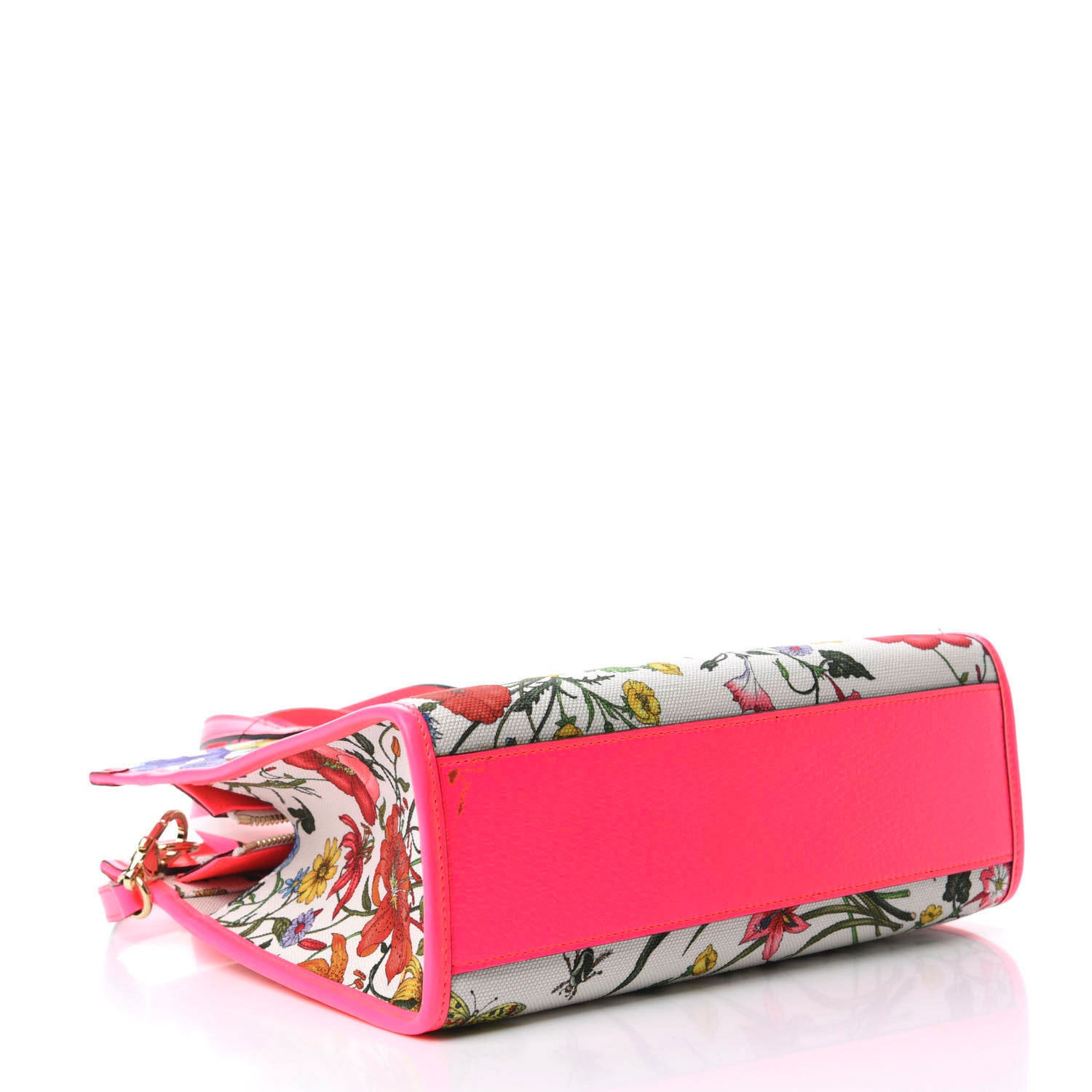 Gucci Canvas Medium Flora Tote Fuchsia 4 of 11