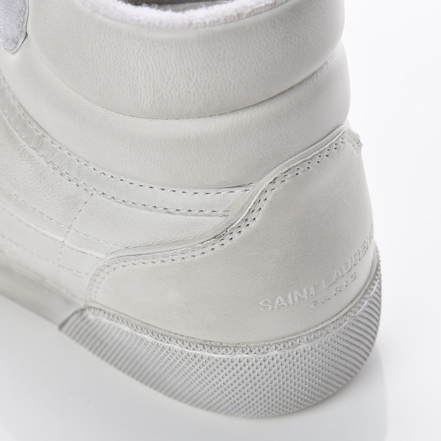 Calfskin Distressed Lenny Logo-Print High Top Sneakers 38 Blanc Optique