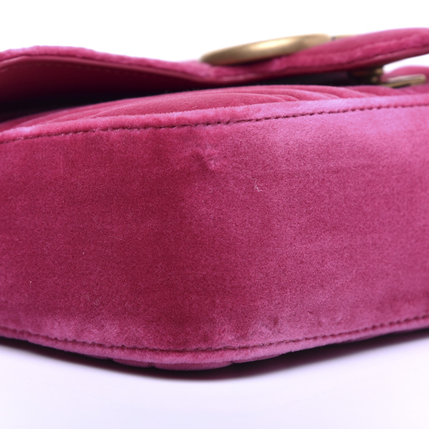 Gucci Velvet Matelasse Mini GG Marmont Shoulder Bag Fuchsia Violet Cyclamen 6 of 13