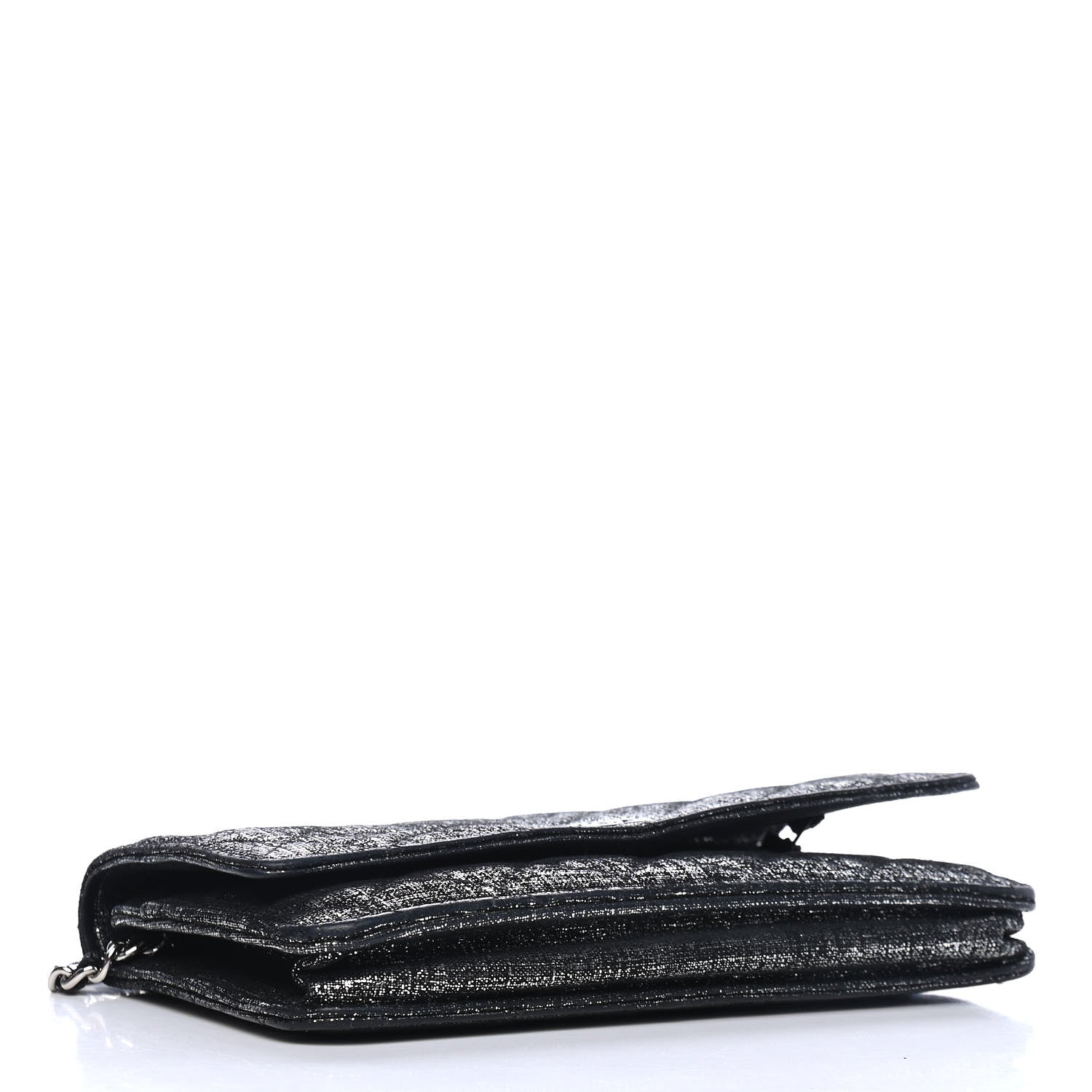 Chanel Metallic Iridescent Calfskin Wallet On Chain WOC Black Silver 3 of 4