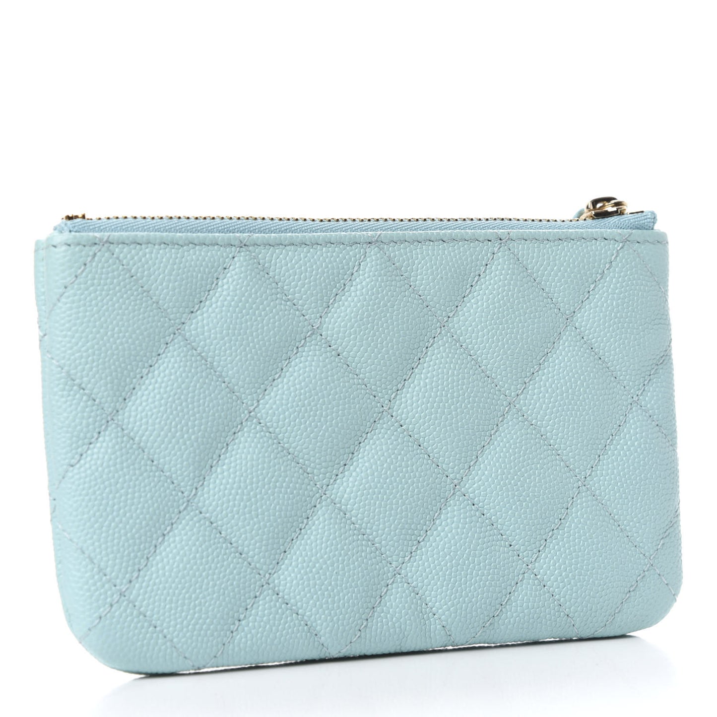 Caviar Quilted Small Cosmetic Case Light Blue