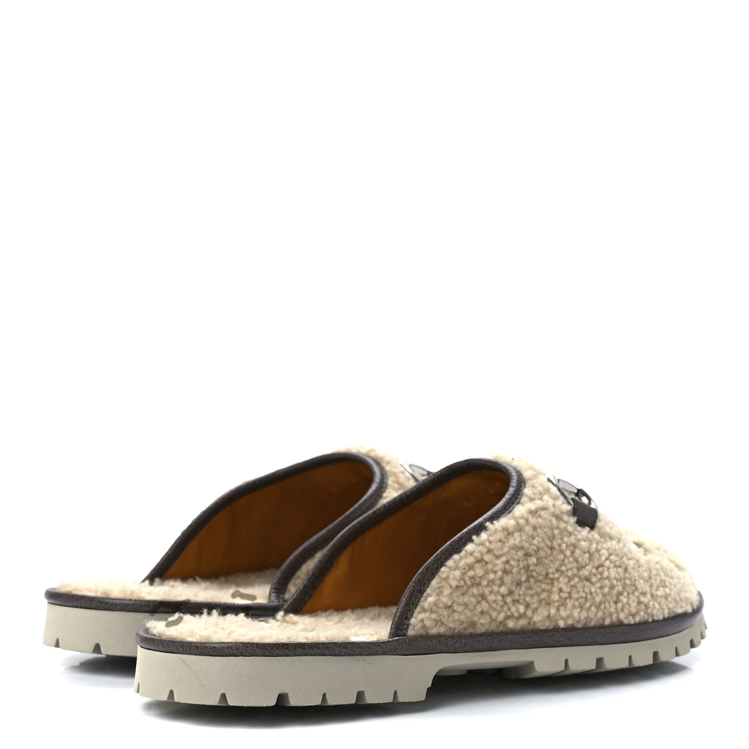 Gucci X THE NORTH FACE Merino Wool Mens Horsebit Lug Sole Slippers 6.5 Butterscotch New Acero 4 of 9