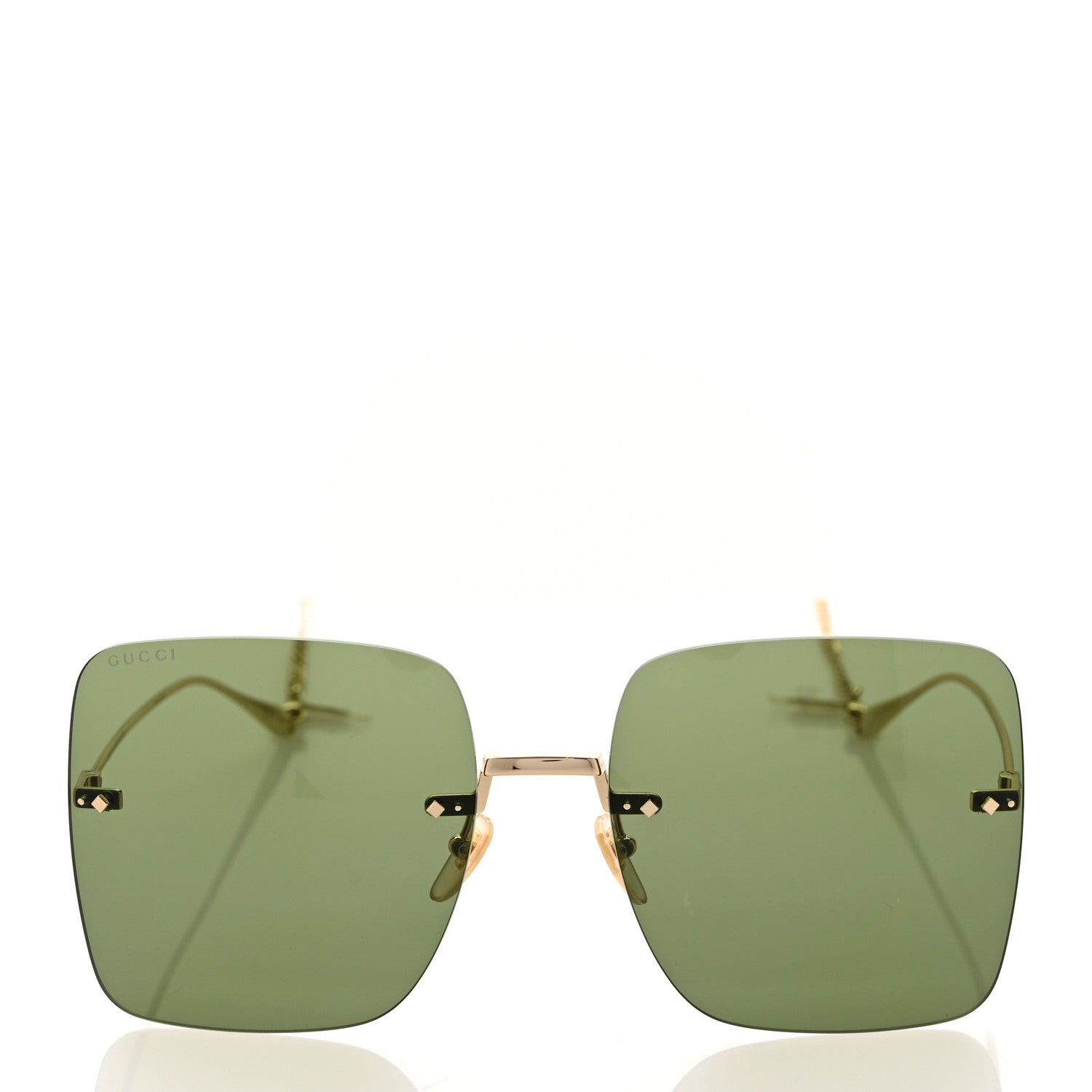 Gucci Acetate Detachable Charm Square Frame Sunglasses GG1147S Green 2 of 8