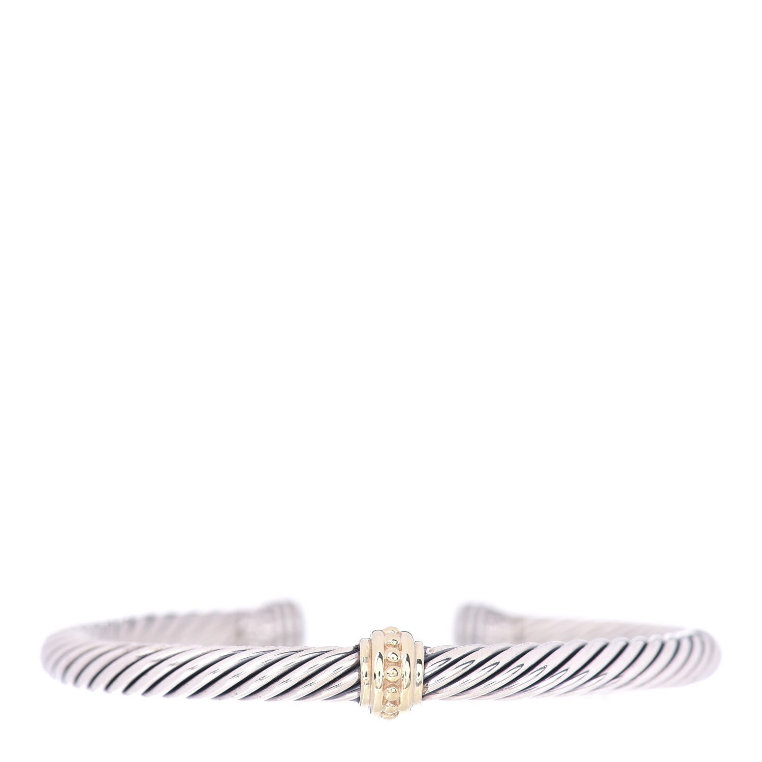 David Yurman Sterling Silver 14K Yellow Gold 5mm Station Cable Bracelet 1 of 4
