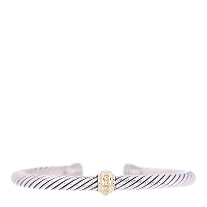 David Yurman Sterling Silver 14K Yellow Gold 5mm Station Cable Bracelet 1 of 4
