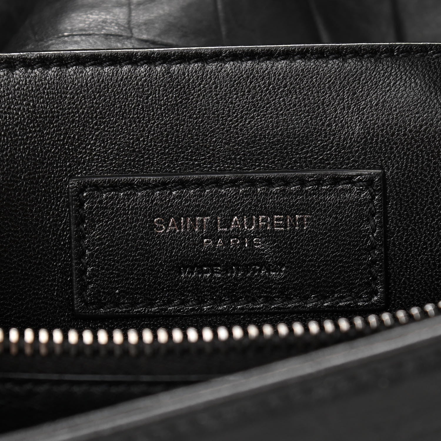 Saint Laurent Calfskin Crocodile Embossed Medium West Hollywood Monogram Fold-Over Black 6 of 9