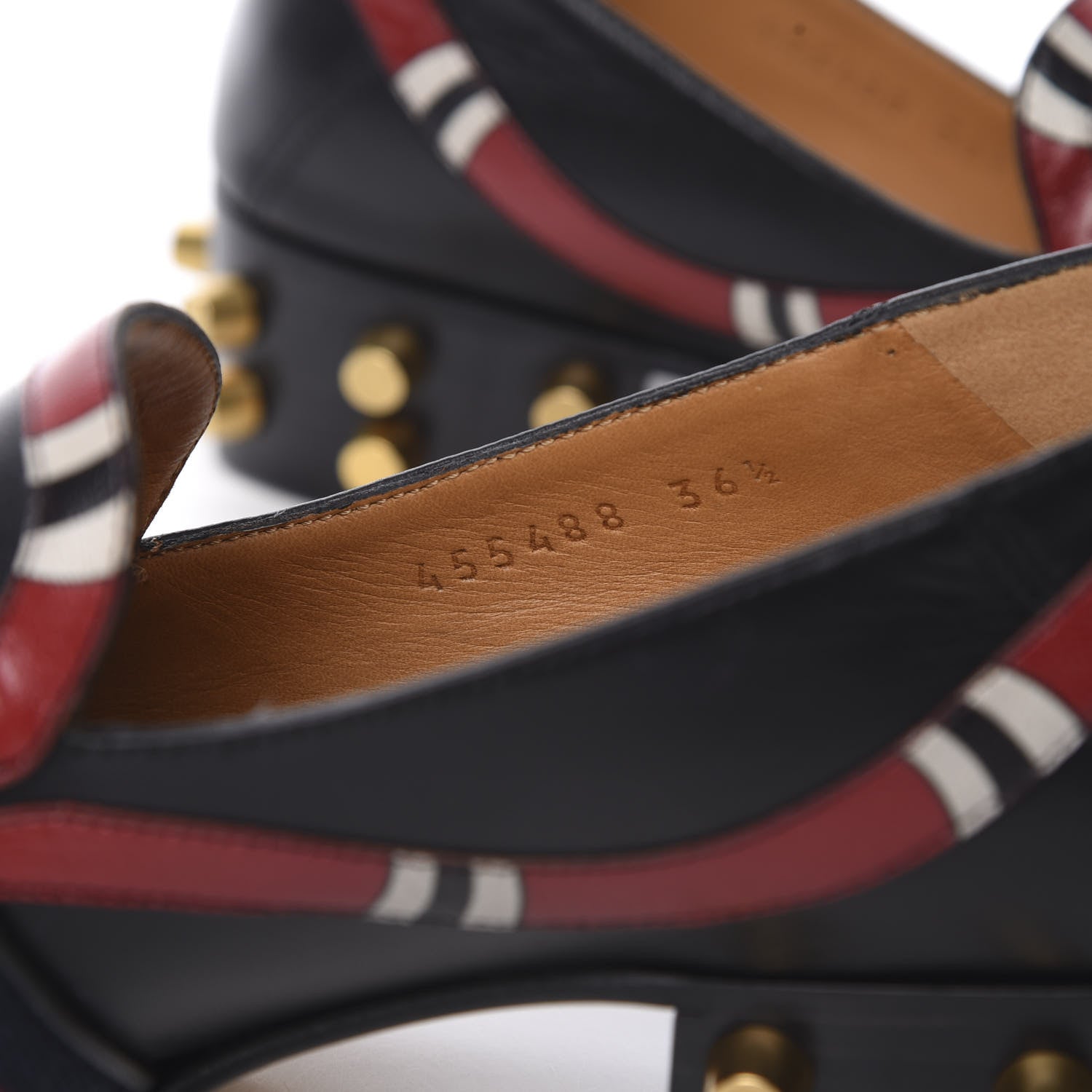Gucci Malaga Kid Web Kingsnake GG Peyton Loafer Pumps 36.5 Black 10 of 11