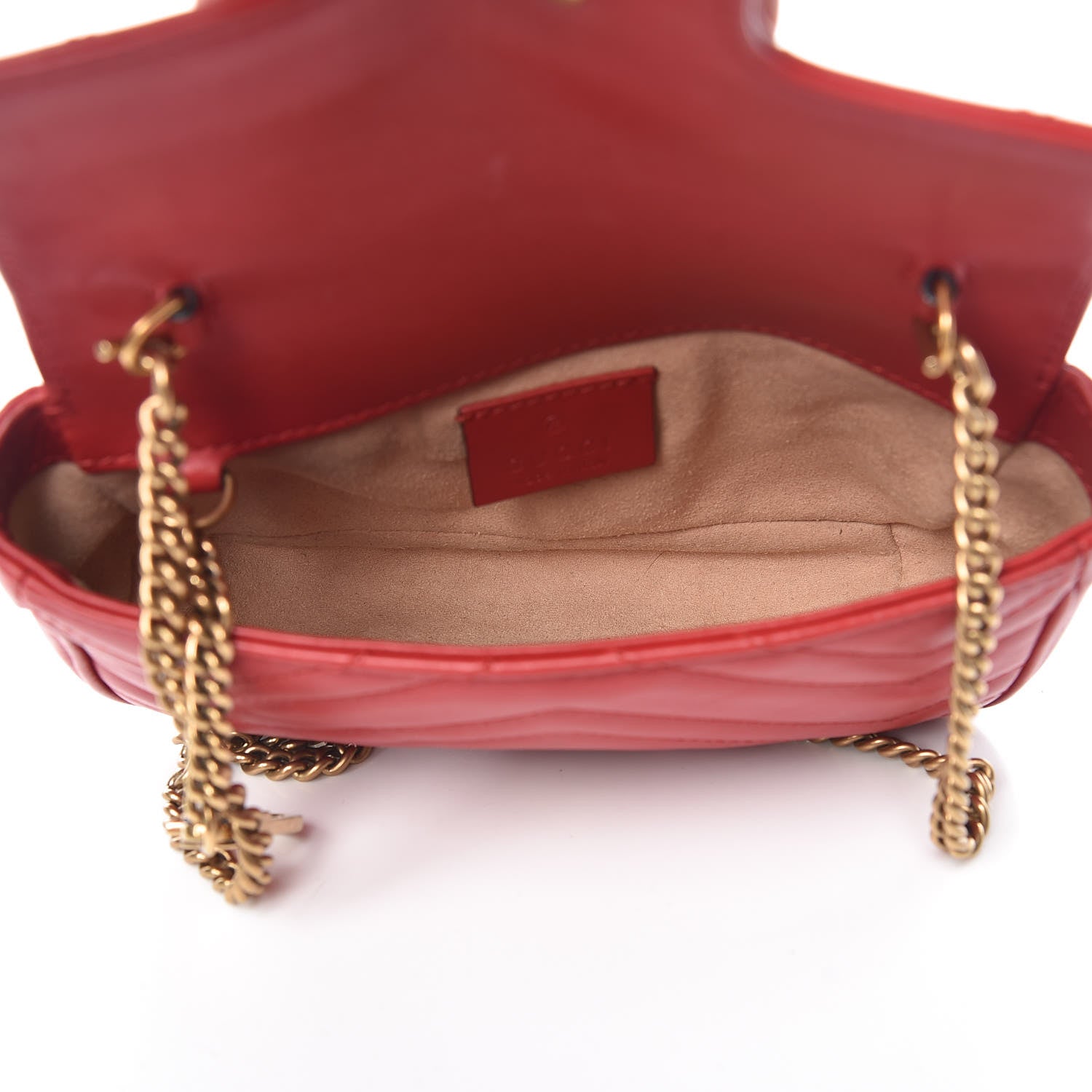 Gucci Calfskin Matelasse Super Mini GG Marmont Shoulder Bag Hibiscus Red 5 of 11