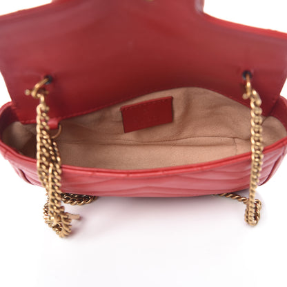Gucci Calfskin Matelasse Super Mini GG Marmont Shoulder Bag Hibiscus Red 5 of 11