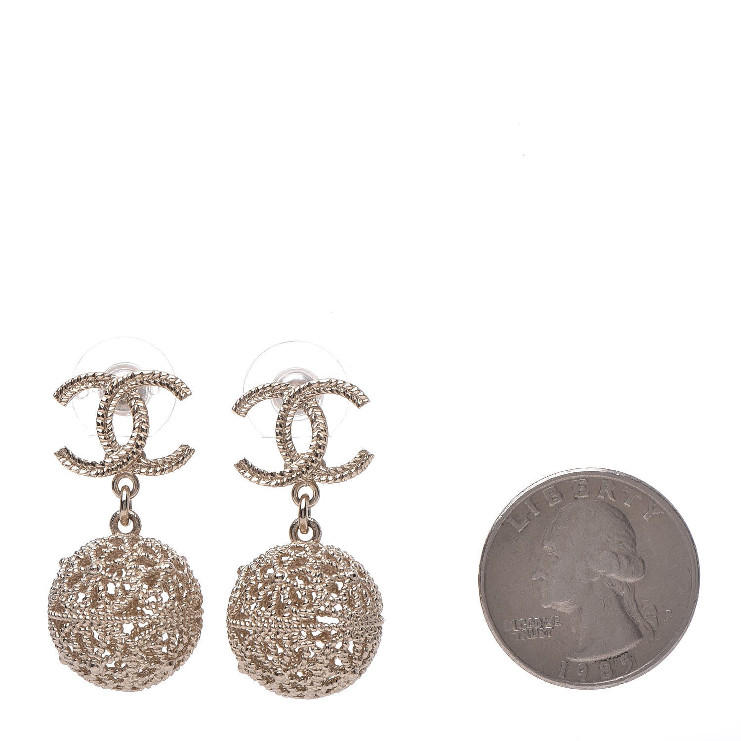 Chanel CC Cage Drop Earrings Silver 2 of 5