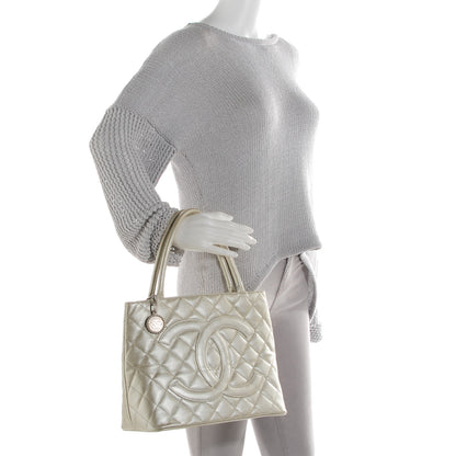Chanel Caviar Quilted Medallion Tote Pearl 2 of 9