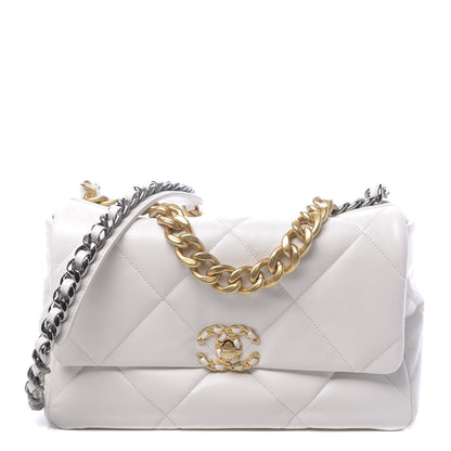 Chanel Goatskin Quilted Large 19 Flap White 1 of 10