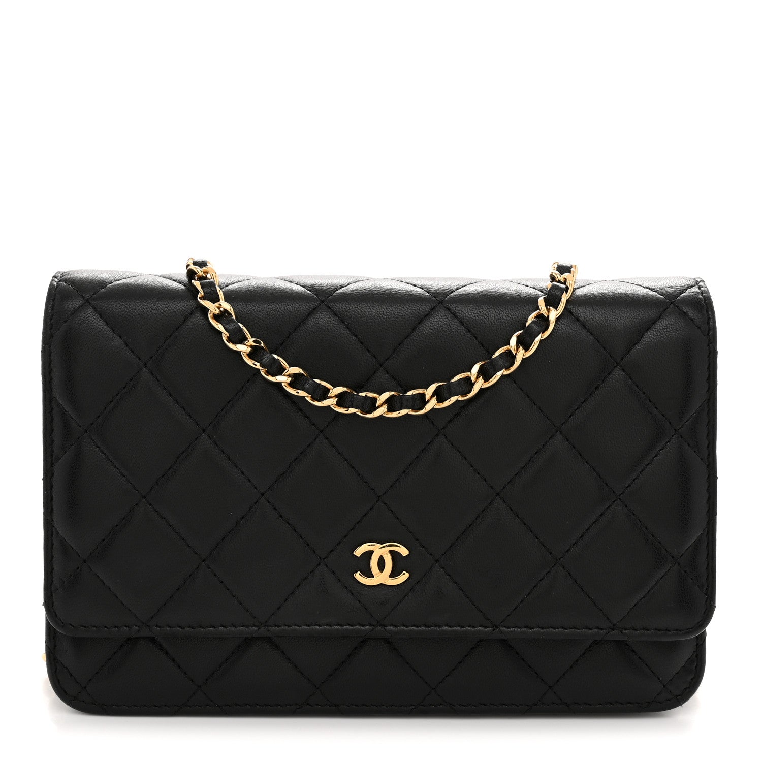 Chanel Lambskin Quilted Wallet On Chain WOC Black 1 of 10