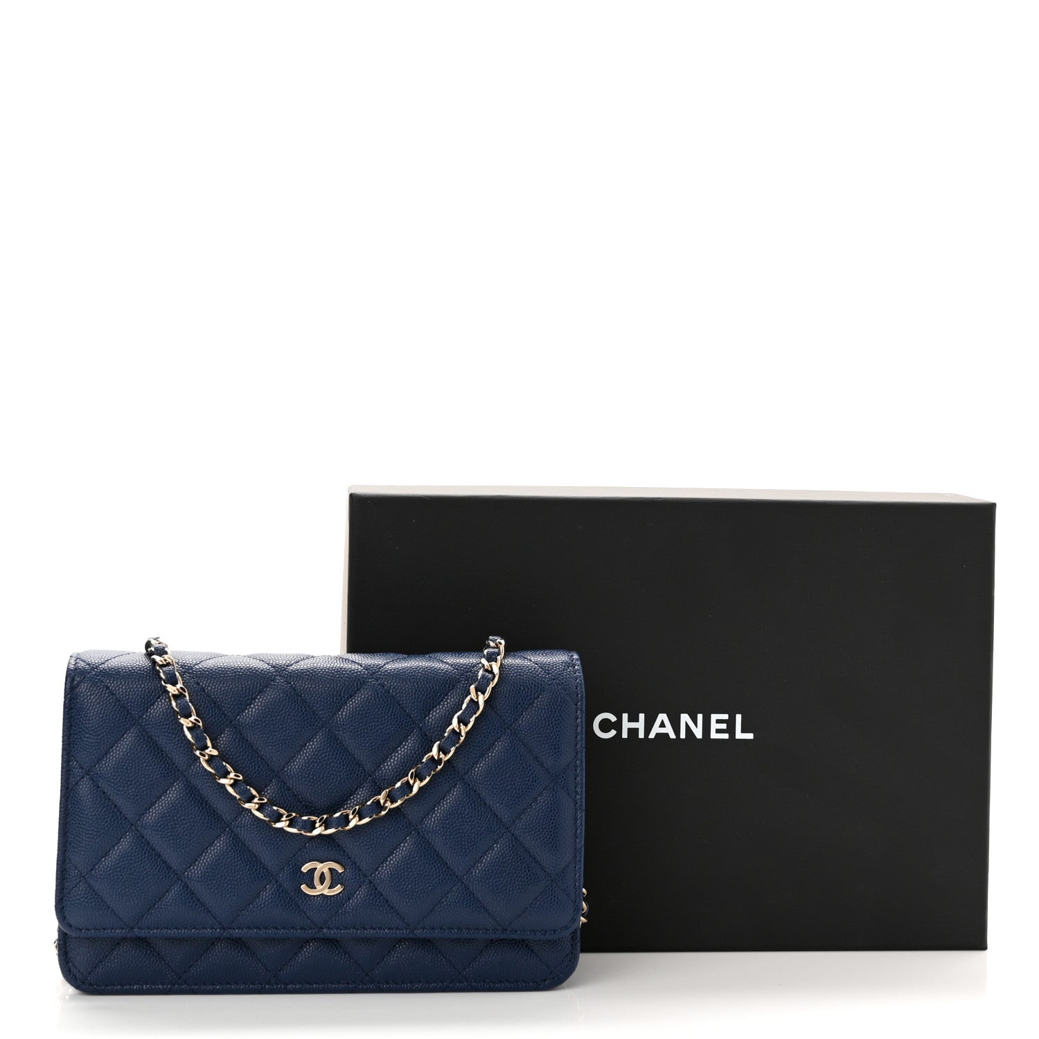 Chanel Caviar Quilted Wallet On Chain WOC Navy Blue 12 of 12
