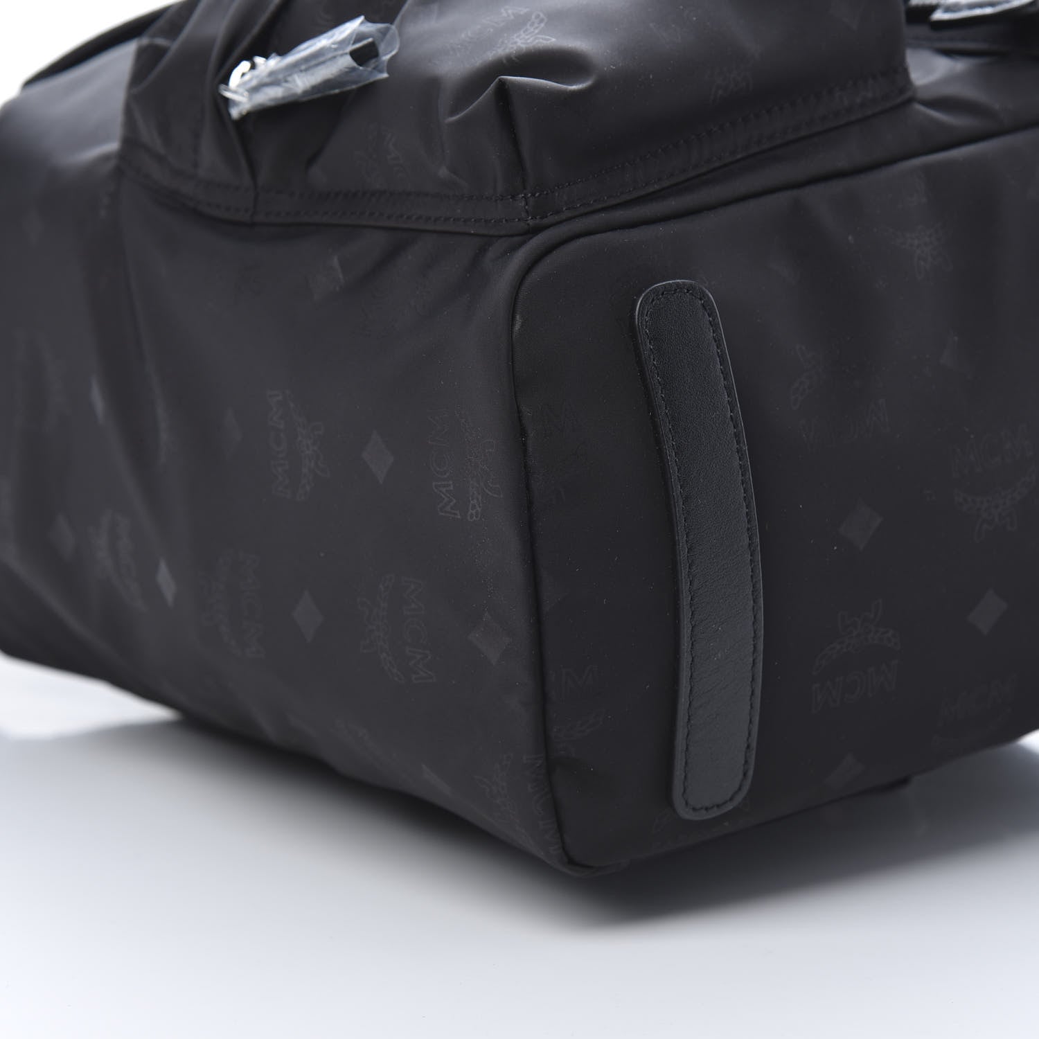 MCM Nylon Monogram Small Tivitat Two-Pocket Backpack Black 8 of 10