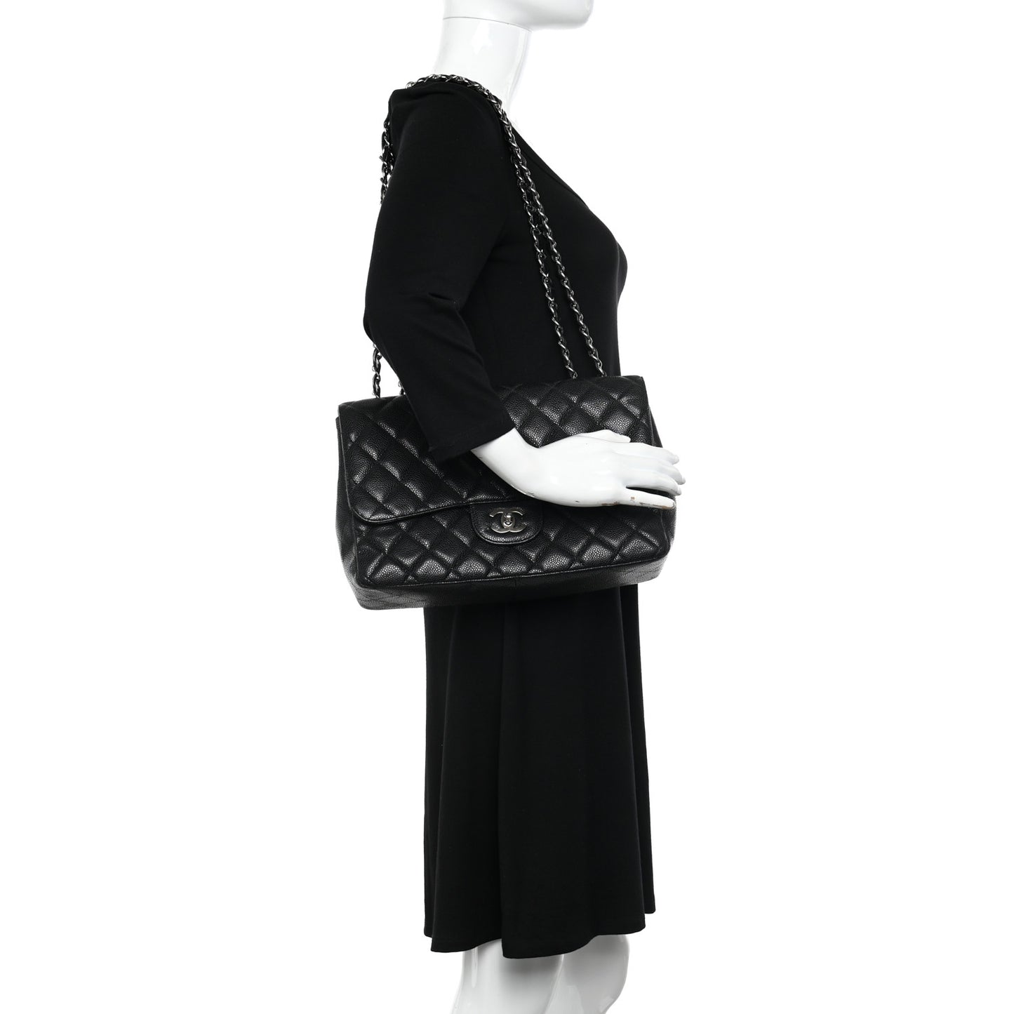 Caviar Quilted Jumbo Single Flap Black