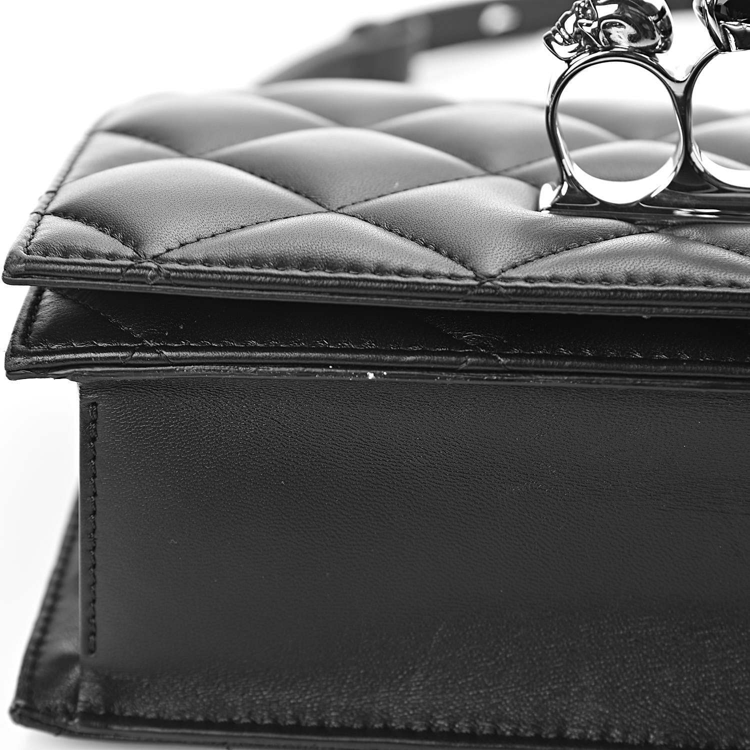 Alexander McQueen Lambskin Quilted Knuckle Shoulder Bag Black 13 of 16
