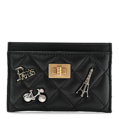 Chanel Aged Calfskin Quilted Lucky Charms Reissue Card Holder Black 2 of 17