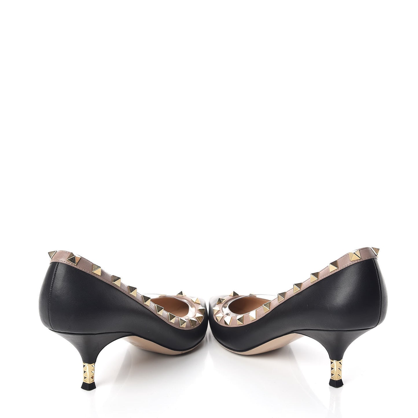 Nappa Rockstud Low Heel Pumps 36 Black Poudre