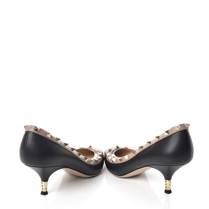 Valentino Garavani Nappa Rockstud Low Heel Pumps 36 Black Poudre 6 of 12