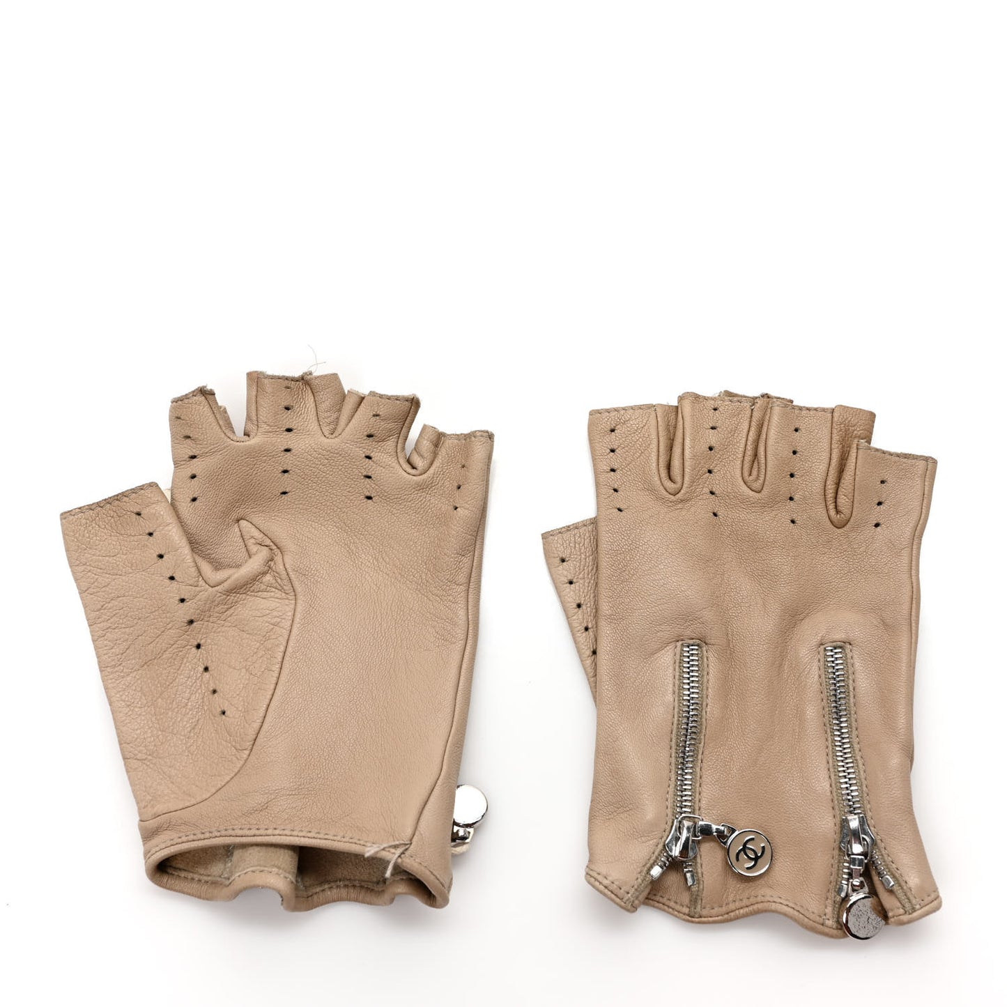 Lambskin Perforated Fingerless Gloves