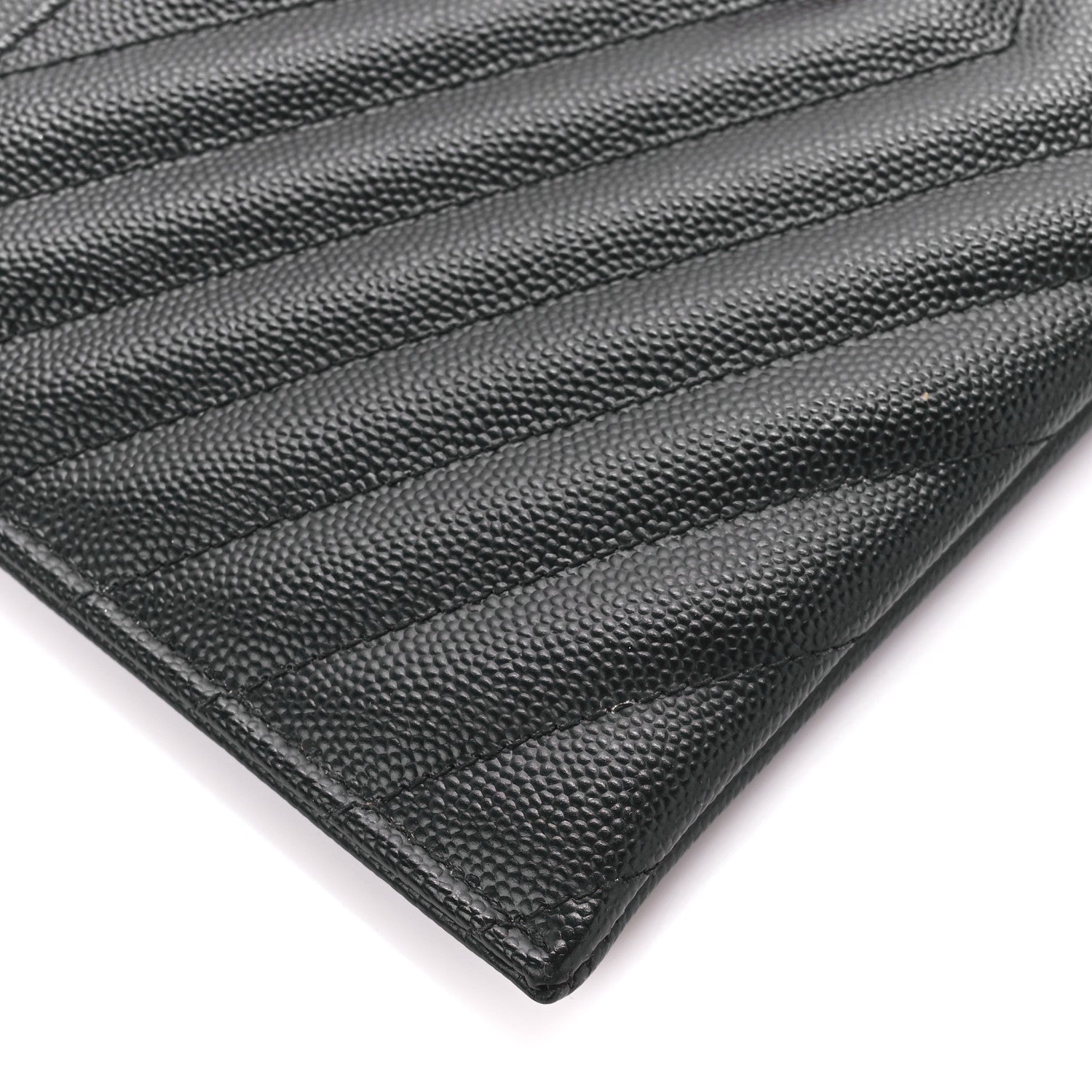Saint Laurent Grain De Poudre Chevron Monogram Large Bill Pouch Black 9 of 12
