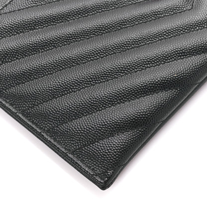 Saint Laurent Grain De Poudre Chevron Monogram Large Bill Pouch Black 9 of 12