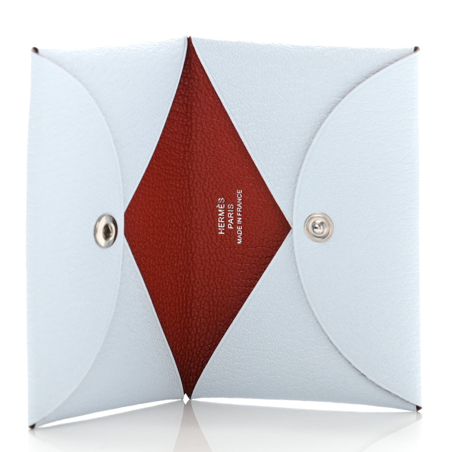 Hermes Chevre Mysore Verso Calvi Card Case Bleu Brume Brique 5 of 7