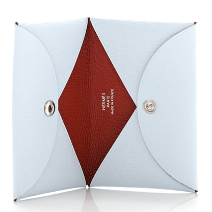 Hermes Chevre Mysore Verso Calvi Card Case Bleu Brume Brique 5 of 7