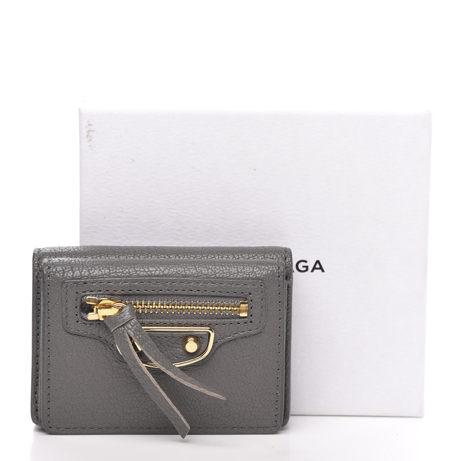 Balenciaga Chevre Gold Hardware Metallic Edge Card Case Gris Acier 8 of 8