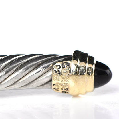 David Yurman Sterling Silver 14K Yellow Gold Black Onyx 5mm Cable Classics Petite Color Bracelet 4 of 4