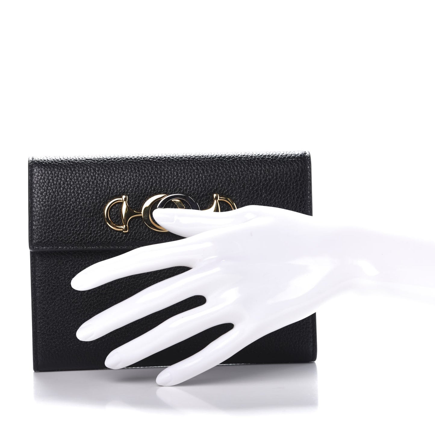 Grainy Calfskin Zumi Flap Card Case Black